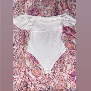 White off the shoulder body suit
